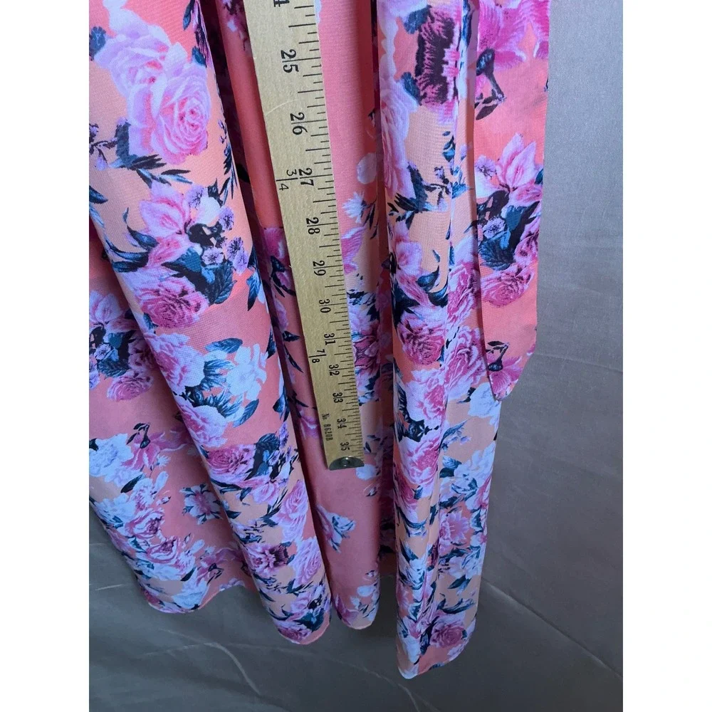 By & By Girl Maxi Dress Youth 12 Coral Pink Excellent Floral Halter Sleeveless